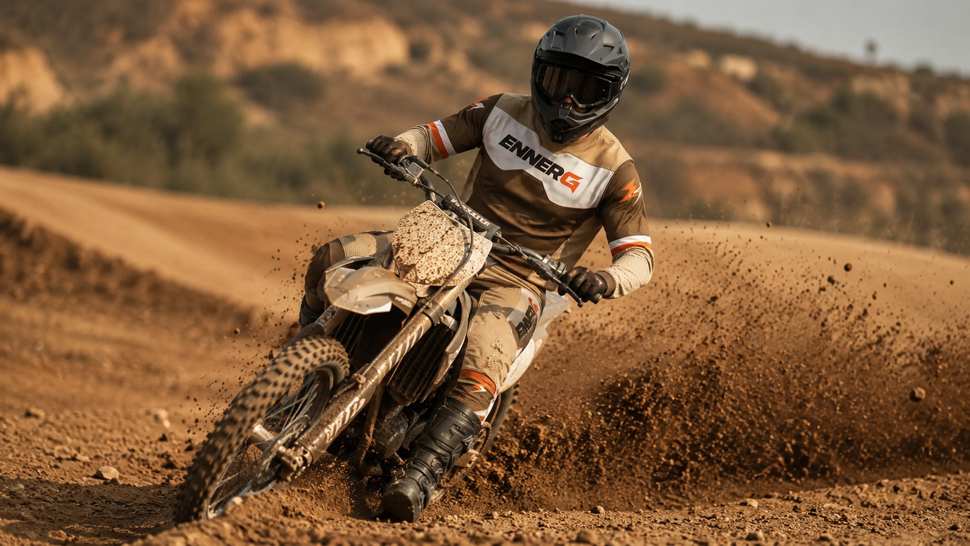 EnnerG team checking custom motocross gear